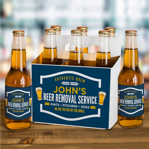 Personalized Beer Removal Service Bottle Carrier & Labels - Way Up Gifts
