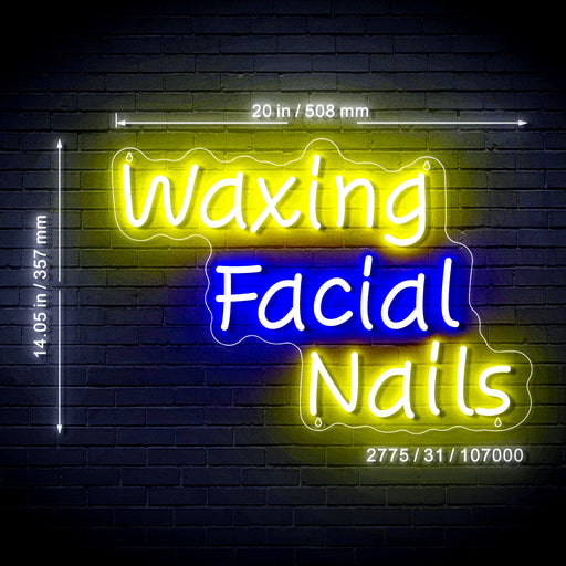 Waxing Facial Nails Ultra-Bright LED Sign with Remote (Neon-Style, LED Technology) - LED Gift Works