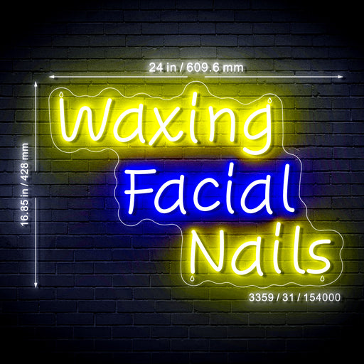 Waxing Facial Nails Ultra-Bright LED Sign with Remote (Neon-Style, LED Technology) - LED Gift Works