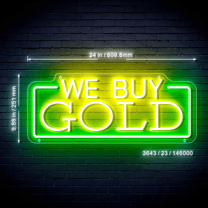 Pawn Shop We Buy Gold Ultra-Bright LED Sign with Remote (Neon-Style, LED Technology) - LED Gift Works