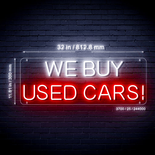 32" We Buy Used Cars Ultra-Bright LED Sign with Remote (Neon-Style, LED Technology) - LED Gift Works
