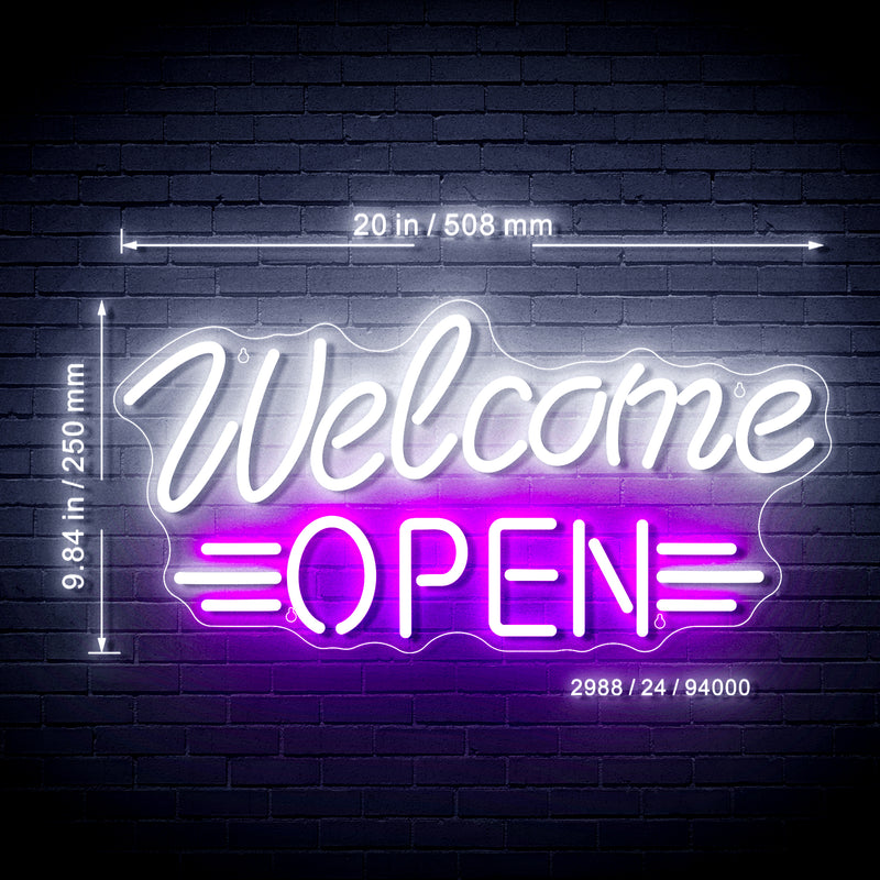 Welcome Open Ultra-Bright LED Sign with Remote (Neon-Style, LED Technology) - LED Gift Works