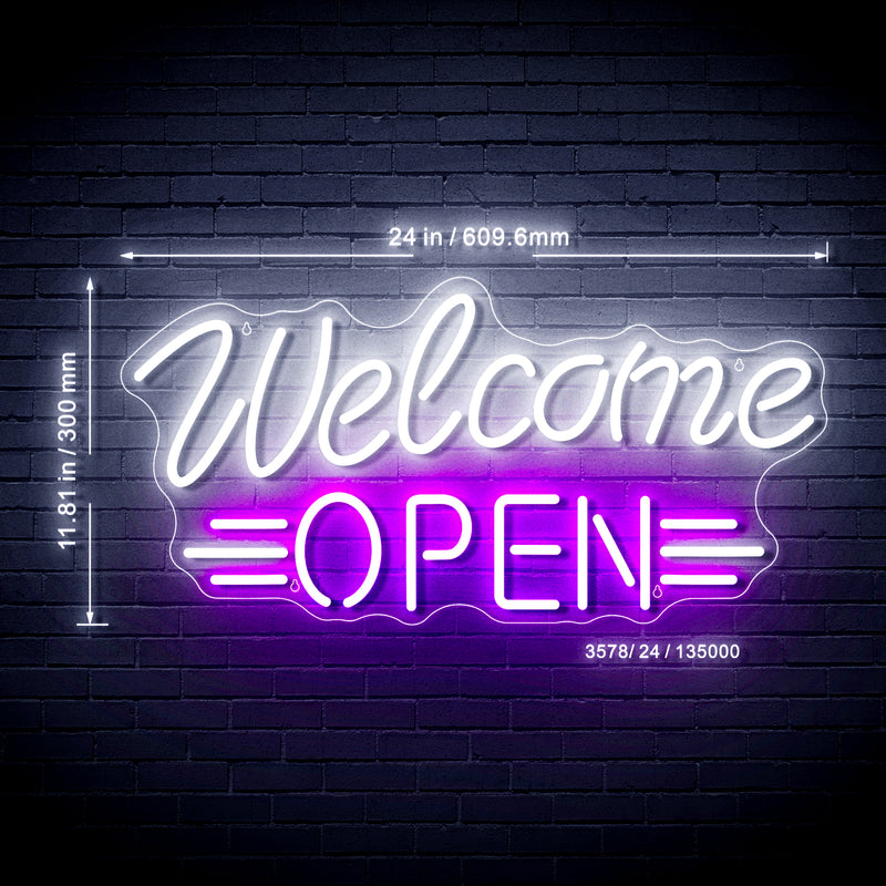 Welcome Open Ultra-Bright LED Sign with Remote (Neon-Style, LED Technology) - LED Gift Works