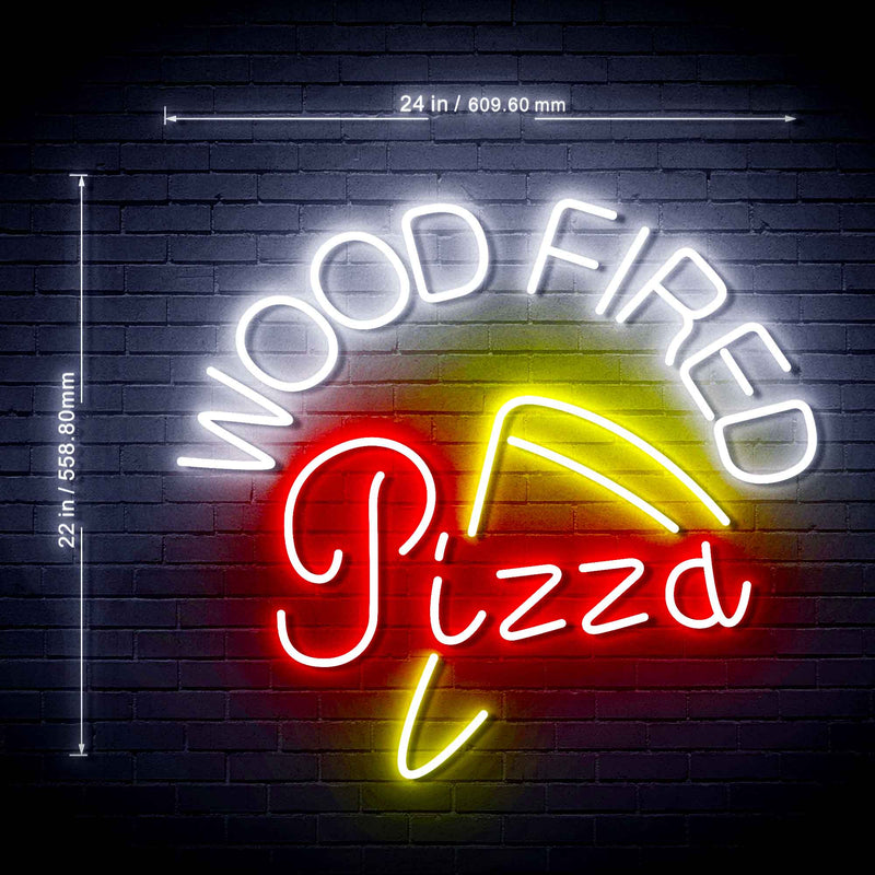 Wood Fired Pizza 3-Color Ultra-Bright LED Sign with Remote (Neon-Style, LED Technology) - LED Gift Works