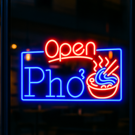 Open Pho Vietnam Noodles Ultra-Bright LED Sign with Remote (Neon-Style, LED Technology) - Way Up Gifts