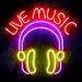 Live Music with Headphones Ultra-Bright LED Sign with Remote (Neon-Style, LED Technology) - Way Up Gifts