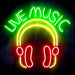 Live Music with Headphones Ultra-Bright LED Sign with Remote (Neon-Style, LED Technology) - Way Up Gifts
