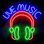 Live Music with Headphones Ultra-Bright LED Sign with Remote (Neon-Style, LED Technology) - LED Gift Works