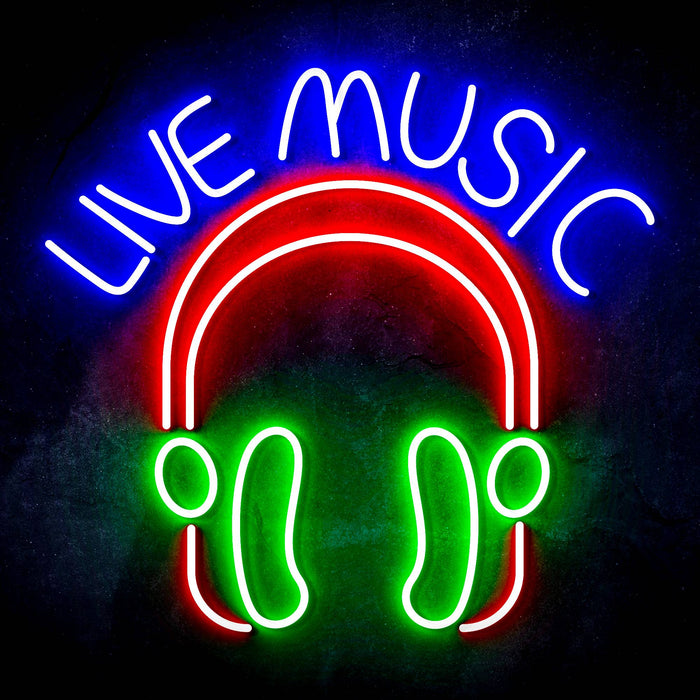 Live Music with Headphones Ultra-Bright LED Sign with Remote (Neon-Style, LED Technology) - Way Up Gifts