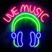 Live Music with Headphones Ultra-Bright LED Sign with Remote (Neon-Style, LED Technology) - Way Up Gifts