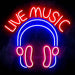 Live Music with Headphones Ultra-Bright LED Sign with Remote (Neon-Style, LED Technology) - Way Up Gifts