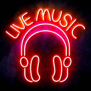 Live Music with Headphones Ultra-Bright LED Sign with Remote (Neon-Style, LED Technology) - LED Gift Works