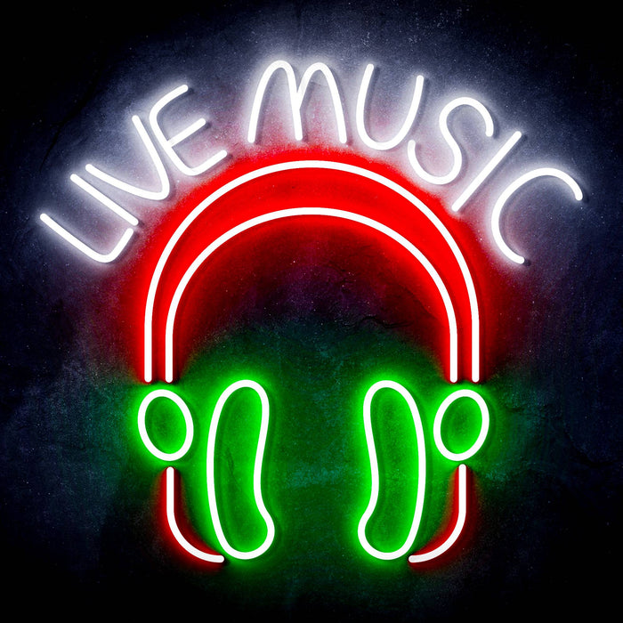 Live Music with Headphones Ultra-Bright LED Sign with Remote (Neon-Style, LED Technology) - Way Up Gifts