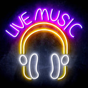 Live Music with Headphones Ultra-Bright LED Sign with Remote (Neon-Style, LED Technology) - LED Gift Works