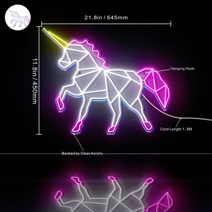 Origami Unicorn Ultra-Bright LED Sign with Remote (Neon-Style, LED Technology) - Way Up Gifts