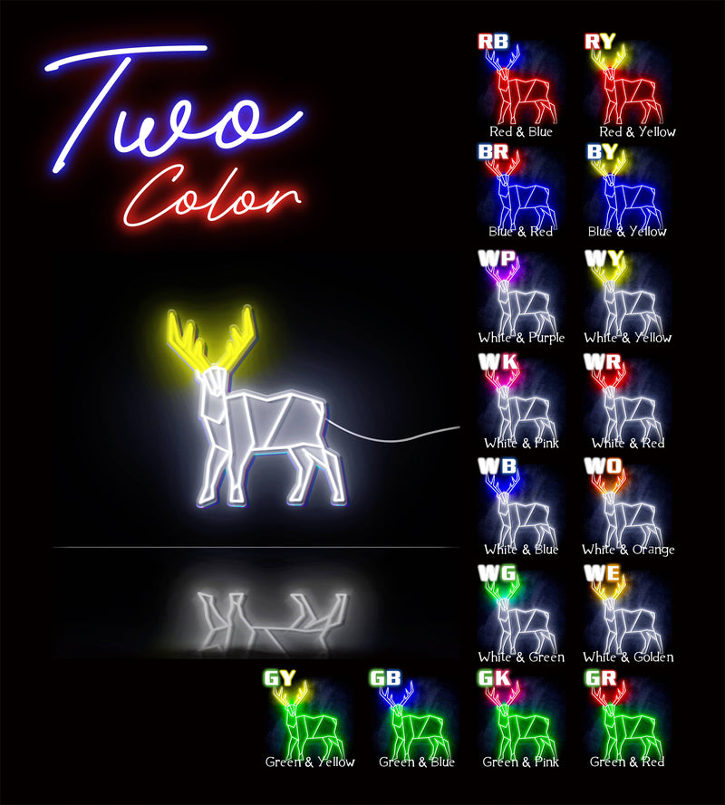 Origami Deer Cabin Hunting Ultra-Bright LED Sign with Remote (Neon-Style, LED Technology) - LED Gift Works