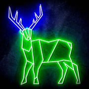 Origami Deer Cabin Hunting Ultra-Bright LED Sign with Remote (Neon-Style, LED Technology) - LED Gift Works