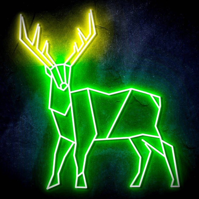 Origami Deer Cabin Hunting Ultra-Bright LED Sign with Remote (Neon-Style, LED Technology) - Way Up Gifts