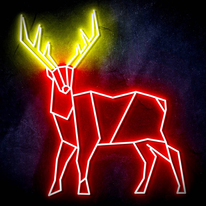Origami Deer Cabin Hunting Ultra-Bright LED Sign with Remote (Neon-Style, LED Technology) - Way Up Gifts