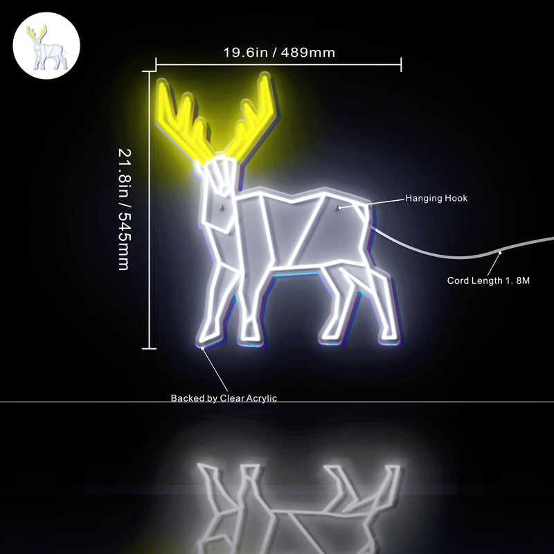 Origami Deer Cabin Hunting Ultra-Bright LED Sign with Remote (Neon-Style, LED Technology) - LED Gift Works