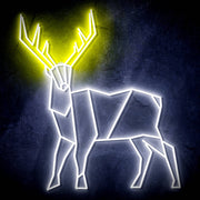 Origami Deer Cabin Hunting Ultra-Bright LED Sign with Remote (Neon-Style, LED Technology) - LED Gift Works