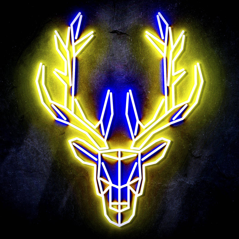 Origami Deer Head Cabin Hunting Ultra-Bright LED Sign with Remote (Neon-Style, LED Technology) - LED Gift Works
