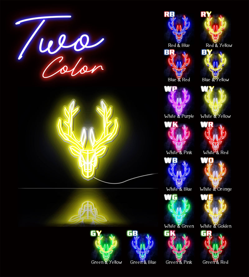 Origami Deer Head Cabin Hunting Ultra-Bright LED Sign with Remote (Neon-Style, LED Technology) - LED Gift Works