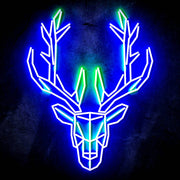 Origami Deer Head Cabin Hunting Ultra-Bright LED Sign with Remote (Neon-Style, LED Technology) - LED Gift Works