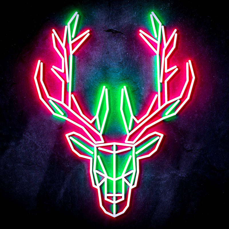 Origami Deer Head Cabin Hunting Ultra-Bright LED Sign with Remote (Neon-Style, LED Technology) - LED Gift Works