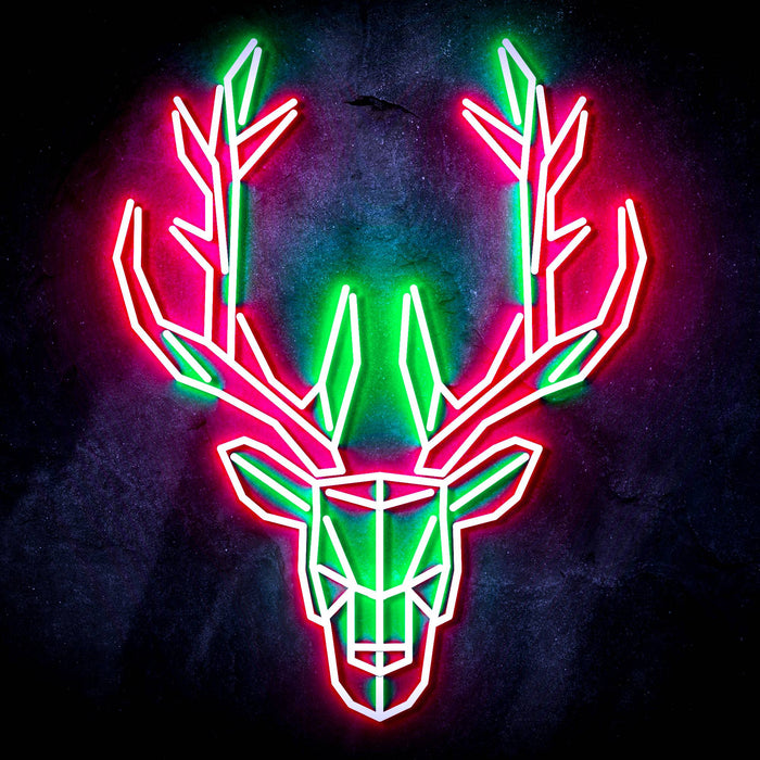Origami Deer Head Cabin Hunting Ultra-Bright LED Sign with Remote (Neon-Style, LED Technology) - Way Up Gifts