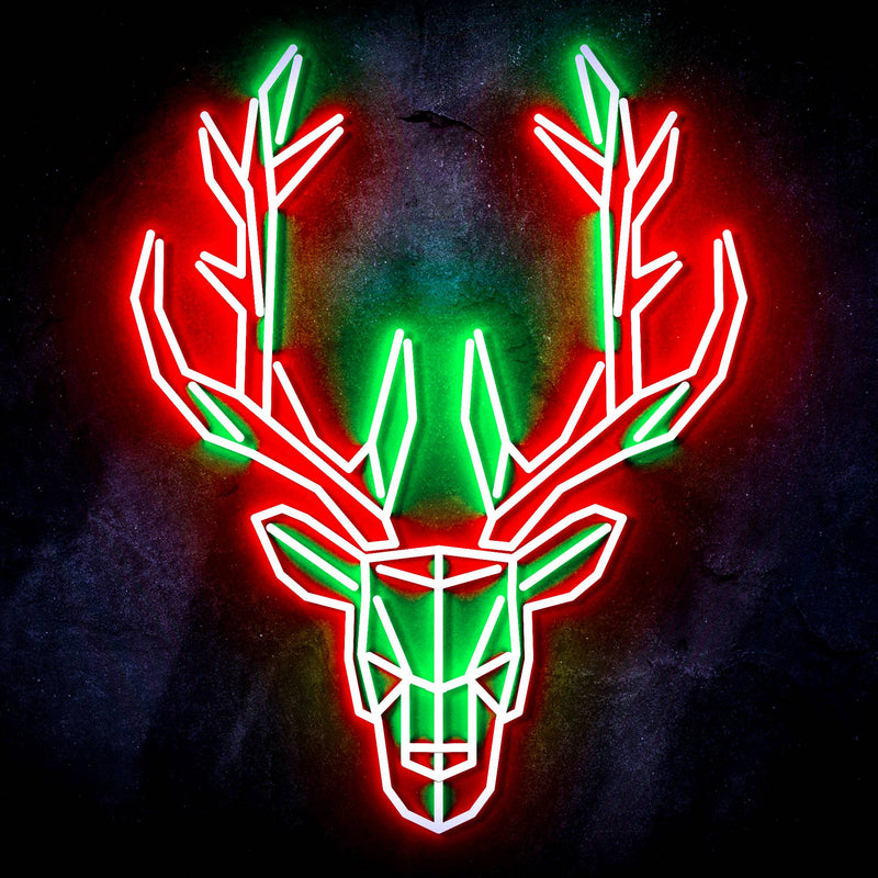 Origami Deer Head Cabin Hunting Ultra-Bright LED Sign with Remote (Neon-Style, LED Technology) - LED Gift Works