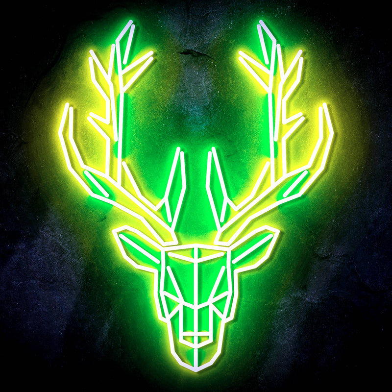 Origami Deer Head Cabin Hunting Ultra-Bright LED Sign with Remote (Neon-Style, LED Technology) - LED Gift Works