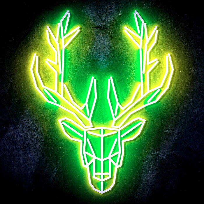 Origami Deer Head Cabin Hunting Ultra-Bright LED Sign with Remote (Neon-Style, LED Technology) - Way Up Gifts