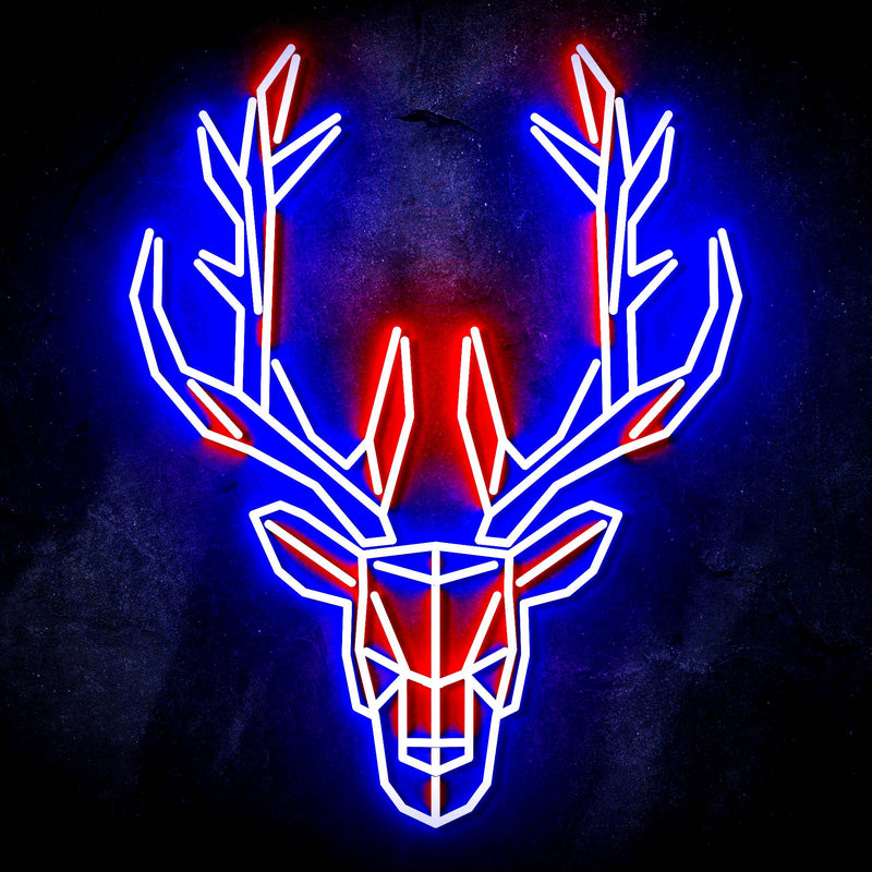 Origami Deer Head Cabin Hunting Ultra-Bright LED Sign with Remote (Neon-Style, LED Technology) - LED Gift Works
