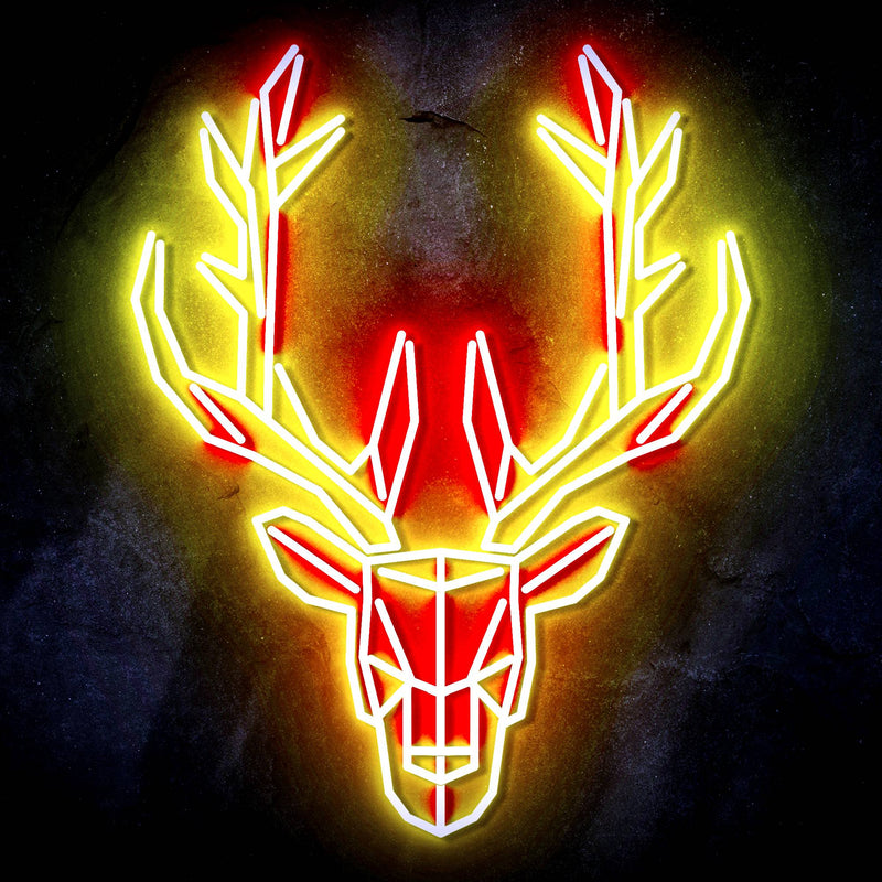 Origami Deer Head Cabin Hunting Ultra-Bright LED Sign with Remote (Neon-Style, LED Technology) - LED Gift Works
