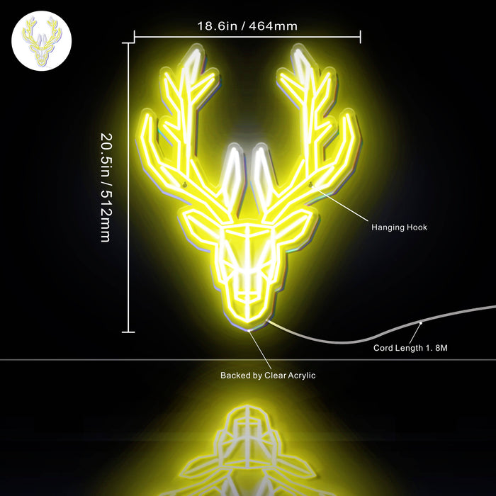 Origami Deer Head Cabin Hunting Ultra-Bright LED Sign with Remote (Neon-Style, LED Technology) - Way Up Gifts