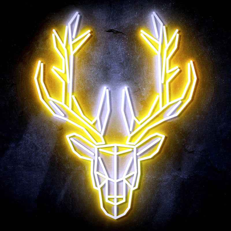 Origami Deer Head Cabin Hunting Ultra-Bright LED Sign with Remote (Neon-Style, LED Technology) - LED Gift Works