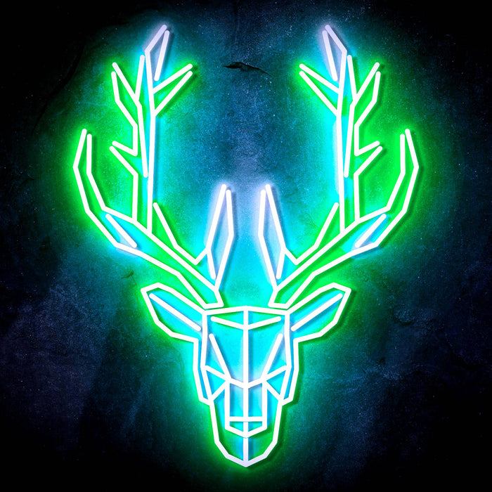 Origami Deer Head Cabin Hunting Ultra-Bright LED Sign with Remote (Neon-Style, LED Technology) - Way Up Gifts