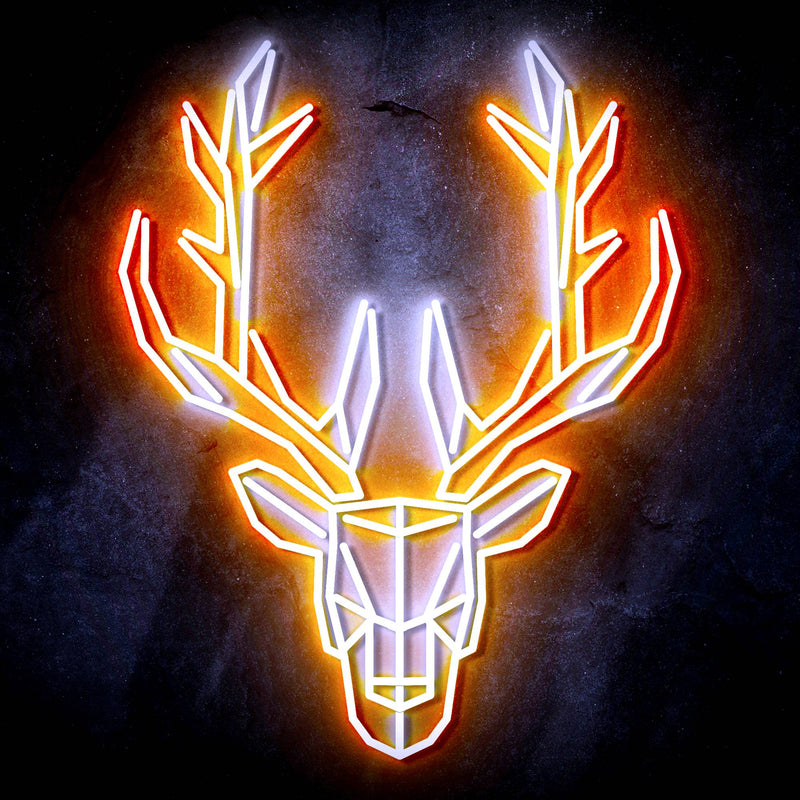 Origami Deer Head Cabin Hunting Ultra-Bright LED Sign with Remote (Neon-Style, LED Technology) - LED Gift Works
