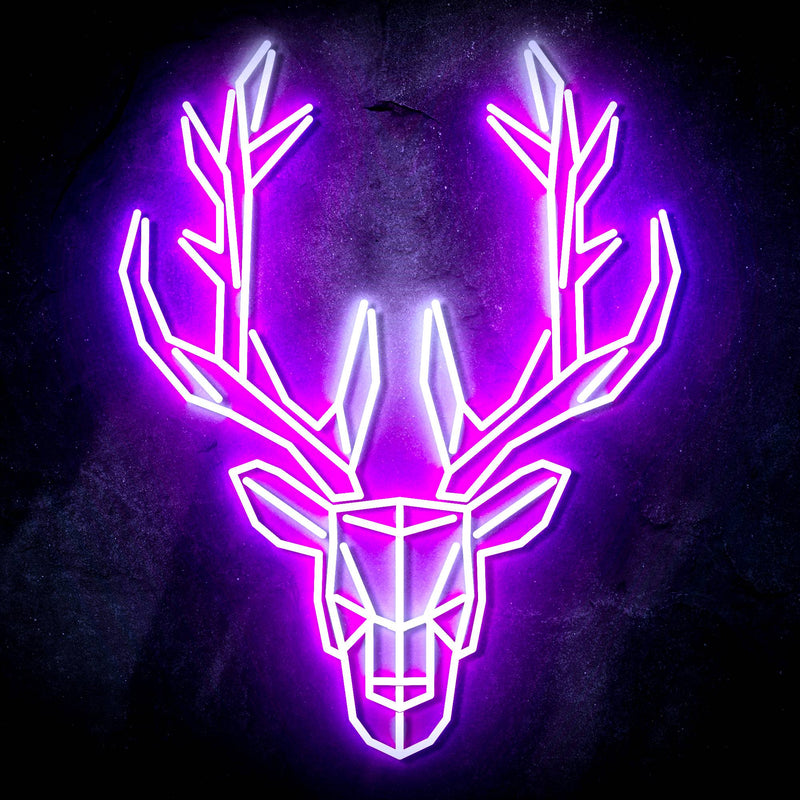 Origami Deer Head Cabin Hunting Ultra-Bright LED Sign with Remote (Neon-Style, LED Technology) - LED Gift Works