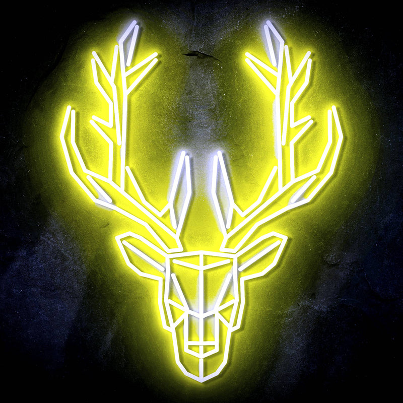 Origami Deer Head Cabin Hunting Ultra-Bright LED Sign with Remote (Neon-Style, LED Technology) - LED Gift Works