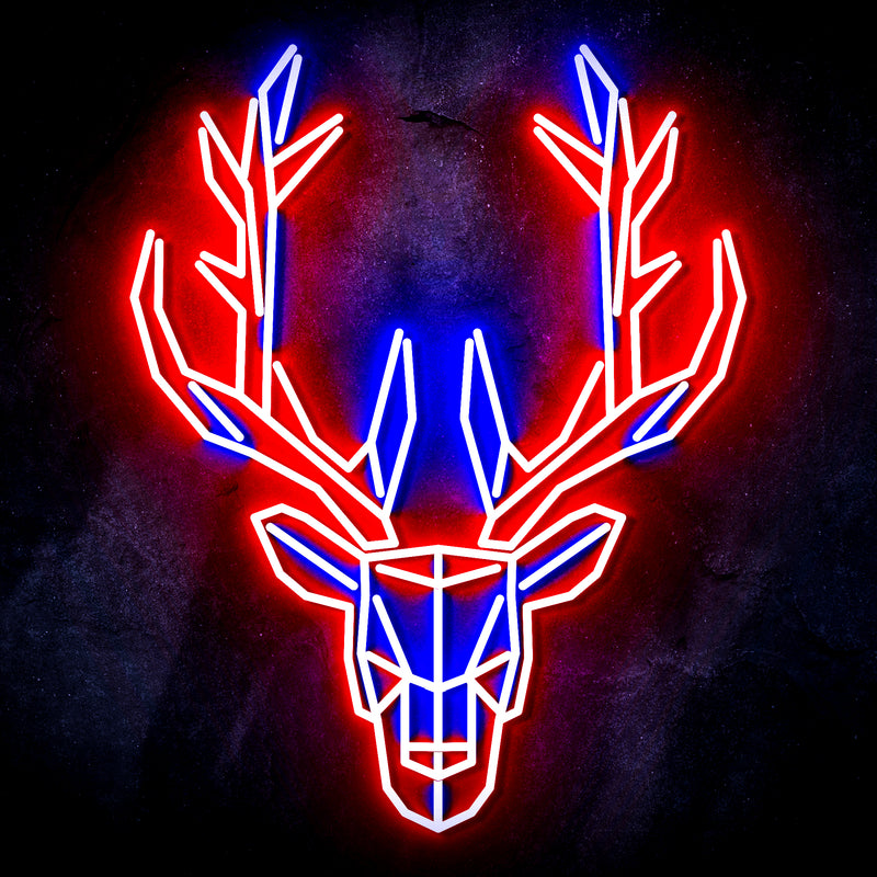 Origami Deer Head Cabin Hunting Ultra-Bright LED Sign with Remote (Neon-Style, LED Technology) - LED Gift Works