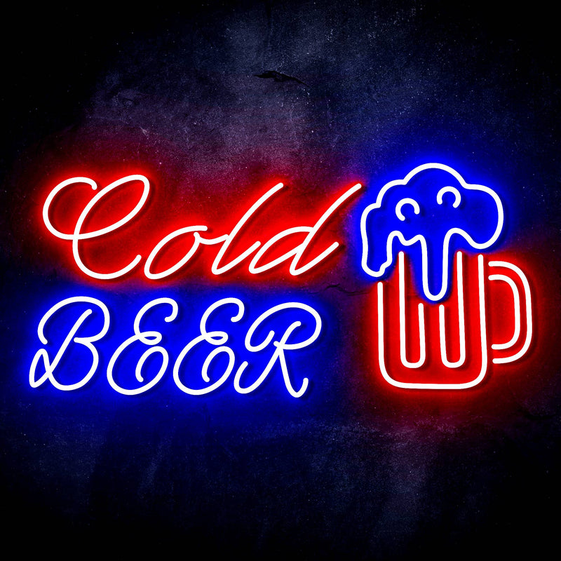 Cold Beer Mug Ultra-Bright LED Sign with Remote (Neon-Style, LED Technology) - LED Gift Works