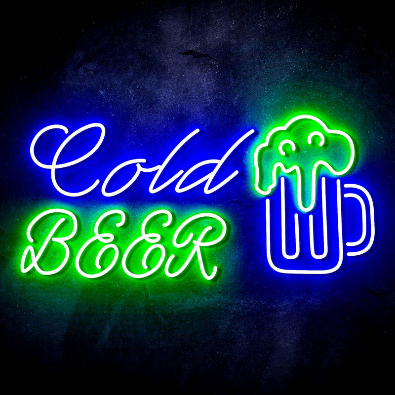 Cold Beer Mug Ultra-Bright LED Sign with Remote (Neon-Style, LED Technology) - LED Gift Works