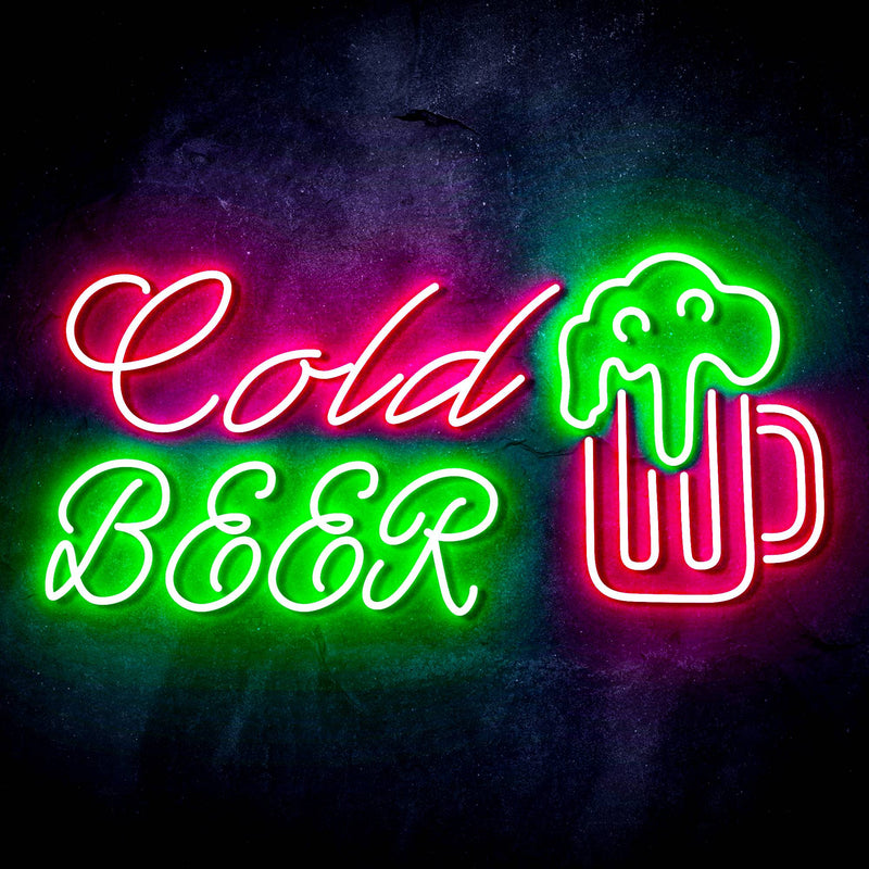 Cold Beer Mug Ultra-Bright LED Sign with Remote (Neon-Style, LED Technology) - LED Gift Works