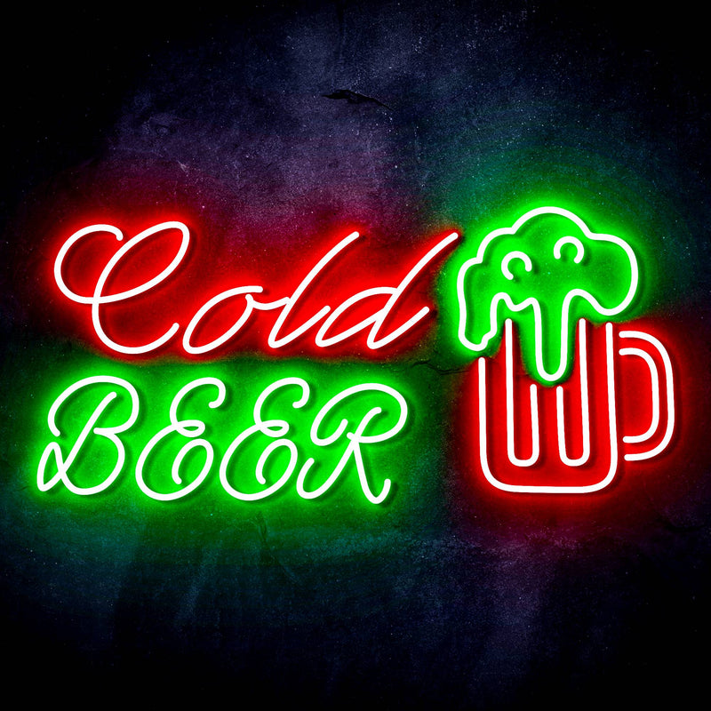 Cold Beer Mug Ultra-Bright LED Sign with Remote (Neon-Style, LED Technology) - LED Gift Works