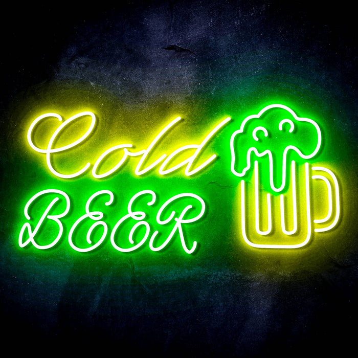 Cold Beer Mug Ultra-Bright LED Sign with Remote (Neon-Style, LED Technology) - Way Up Gifts