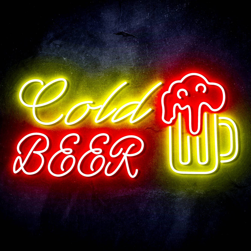Cold Beer Mug Ultra-Bright LED Sign with Remote (Neon-Style, LED Technology) - LED Gift Works