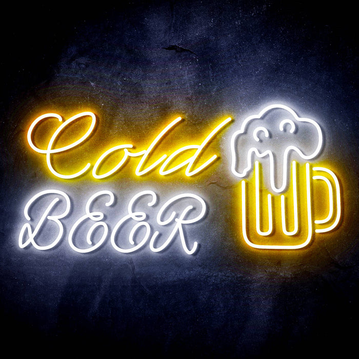 Cold Beer Mug Ultra-Bright LED Sign with Remote (Neon-Style, LED Technology) - Way Up Gifts