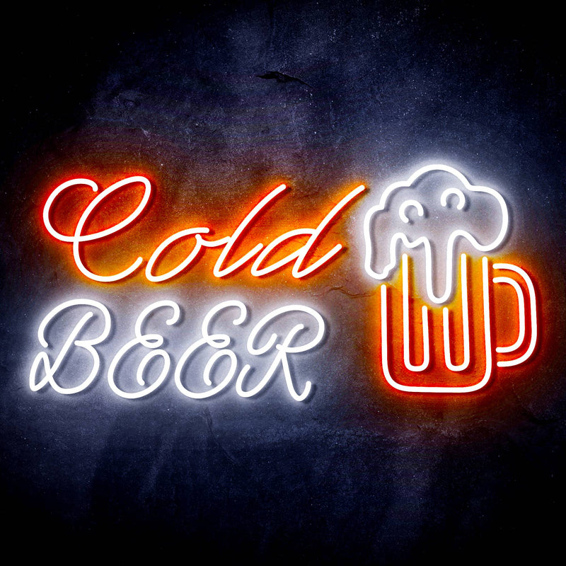 Cold Beer Mug Ultra-Bright LED Sign with Remote (Neon-Style, LED Technology) - LED Gift Works
